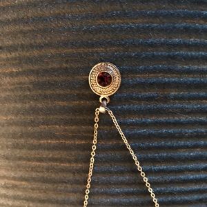 Circle Silver Necklace with Amethyst Like Gem